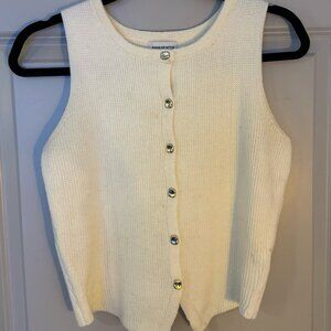Song of Style Cream Knit Button Vest S | Gold Buttons | Revolve